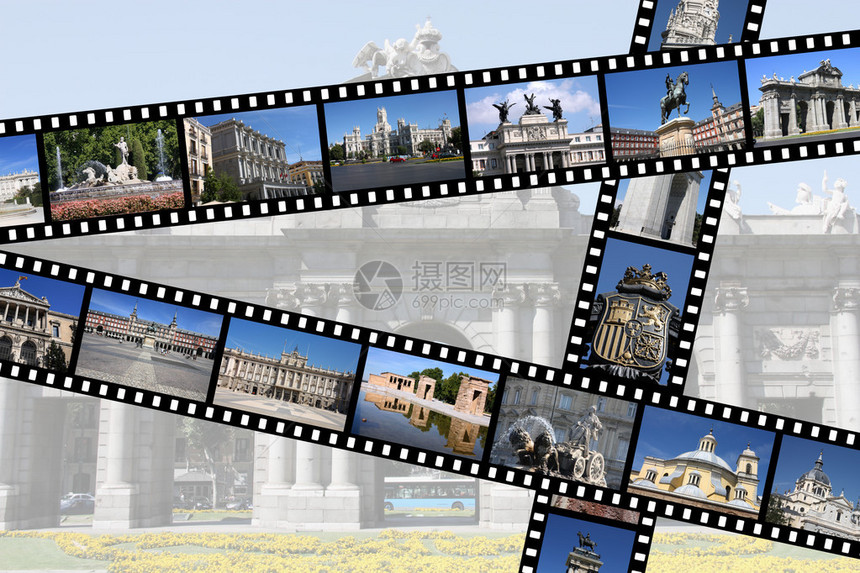 马德里西班牙首都插图带有假期旅行回忆的电影胶片我拍摄的所有照片图片