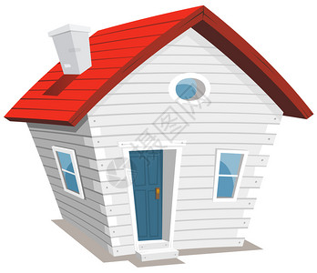 有个趣的漫画白色木小房子背景图片
