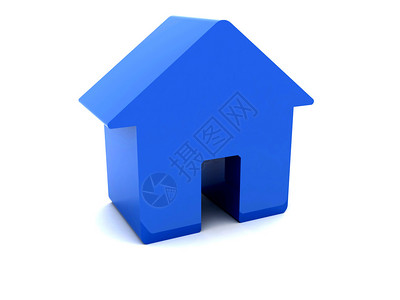 3D蓝色房子概念图图片