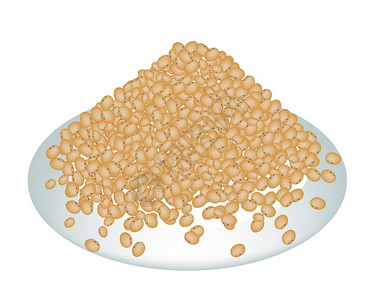 注孤生一个插图堆的大豆在一个美丽的白色盘子上孤插画