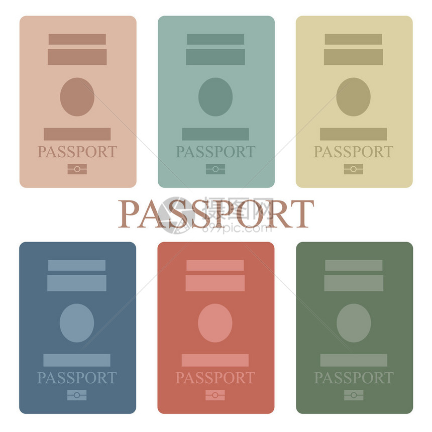 护照簿集合的插图图片