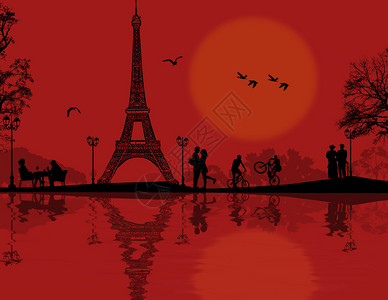 巴黎爱着美丽的红色阳图片