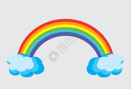 科巴带云的矢量彩虹插画