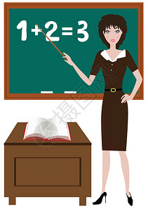 无证的黑板教室的矢量教师插画