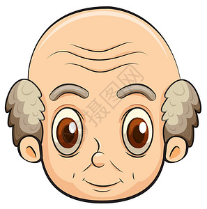 乌沙科沃一个秃头老人在白色背景上的插图插画
