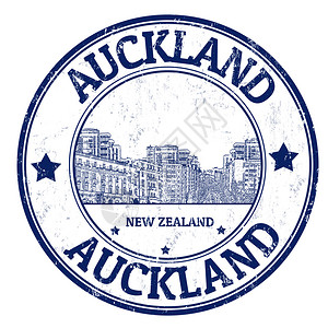 以新西兰奥克兰市命名的Grunge橡皮图章插画