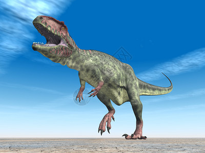 计算机生成的3D插图与恐龙Giganotosaurus背景图片