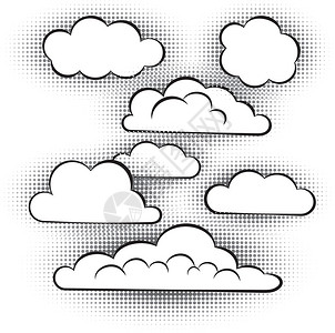 带半色调的大气云的向量集背景图片