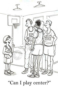 卡通插图篮球中的小中锋插画