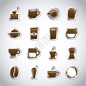 灰色背景矢量图上的咖啡图标图片