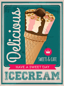矢量复古风格冰淇淋海报图片
