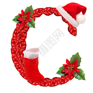 圣诞信C和圣诞老人帽是圣诞节字母表的图片