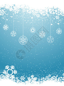 圣诞背景与挂雪花装饰图片