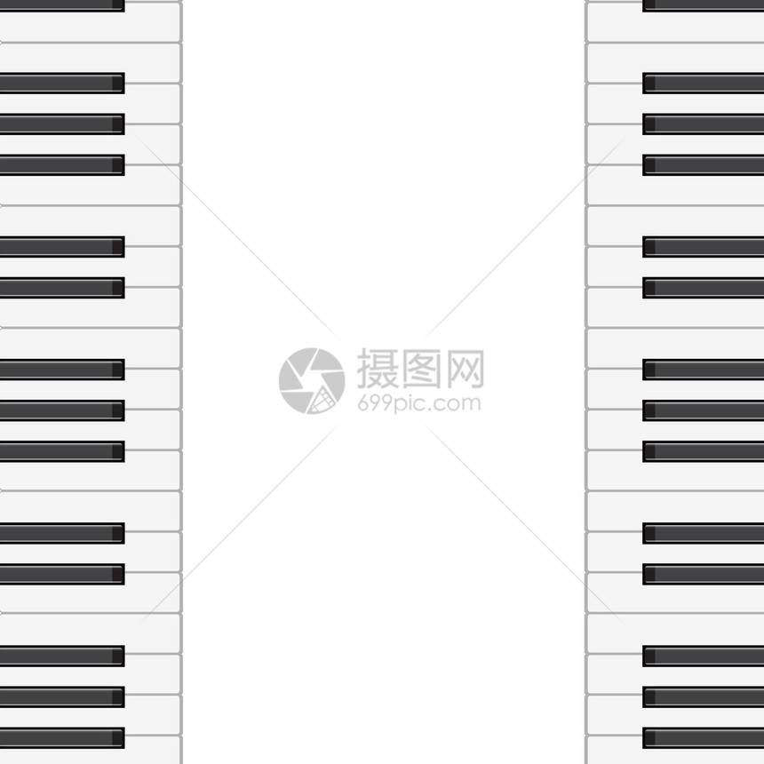 带有钢琴键的音乐背景矢量图图片