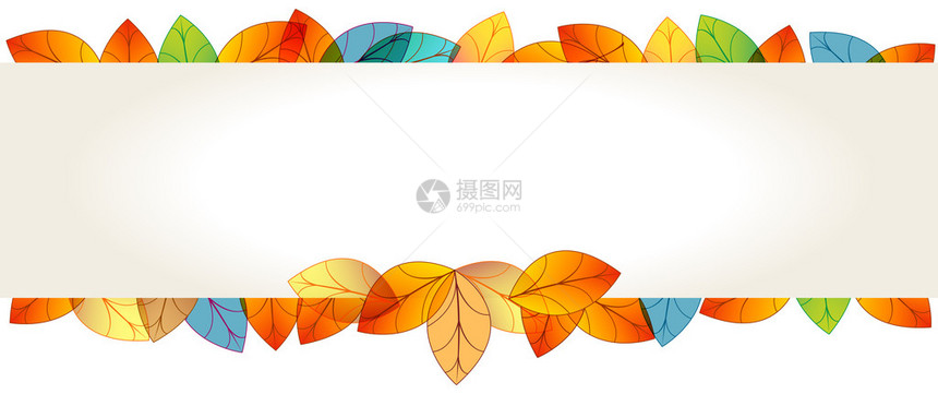 矢量多彩手画风格的秋天落叶图片