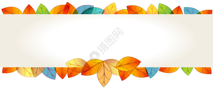 矢量多彩手画风格的秋天落叶图片