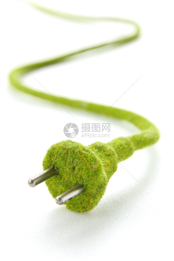 绿色电插头的抽象形节约能源的概念图片