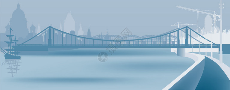 大城市河流的插图图片