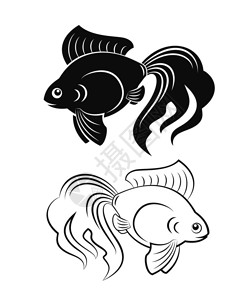 黑色和白色金鱼数字大尾巴矢量图图片