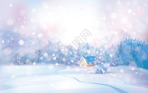 冬季雪地风景的矢量图片