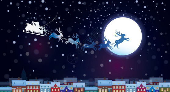 塔巴博卡斯矢量圣诞老人雪橇在天空背景插画