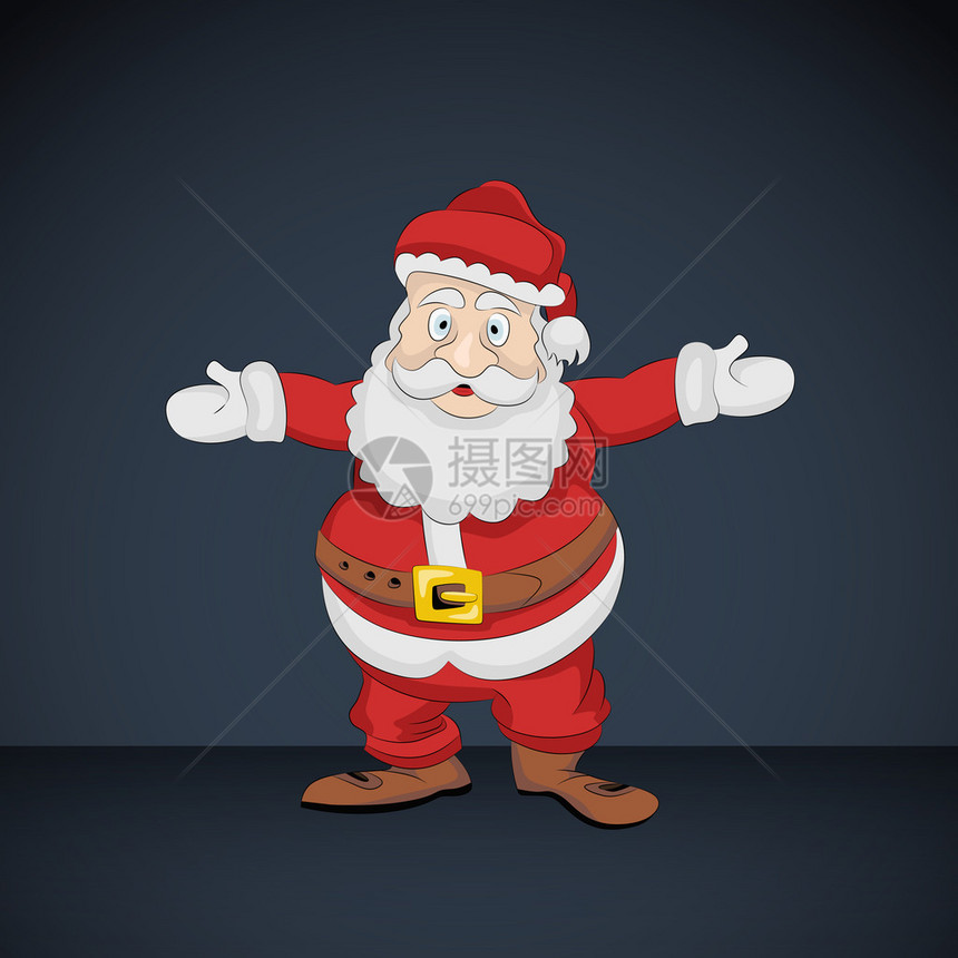 圣诞老人用手举起黑卡矢量插图来图片