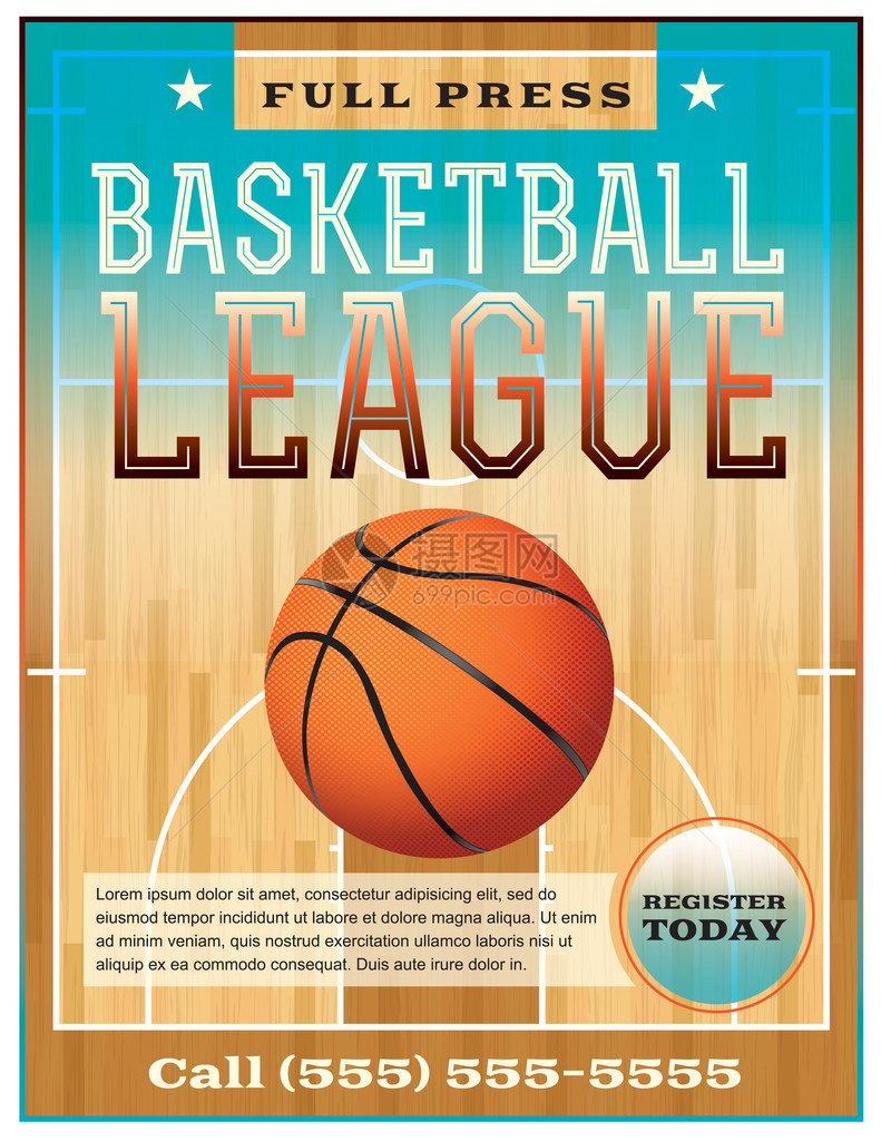 篮球联赛传单或海报图片