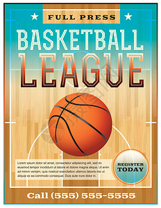 篮球联赛传单或海报背景图片