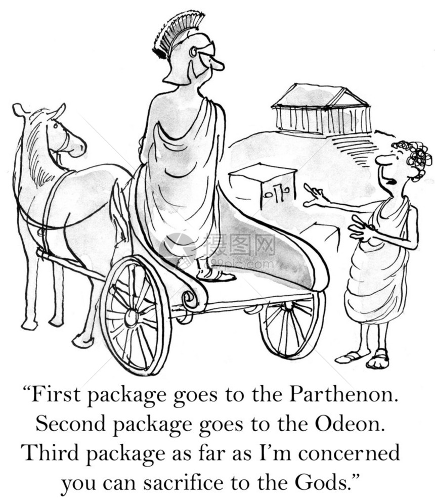 希腊客户需要将包裹运送到古代遗址第一包去帕台农神庙第二包去奥德翁第三包就我而言图片