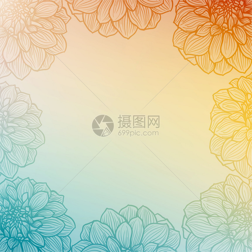 手画Dahlia花的背景柔软的光色图片