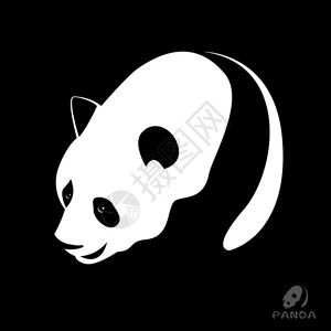 黑色背景下熊猫的矢量图像图片