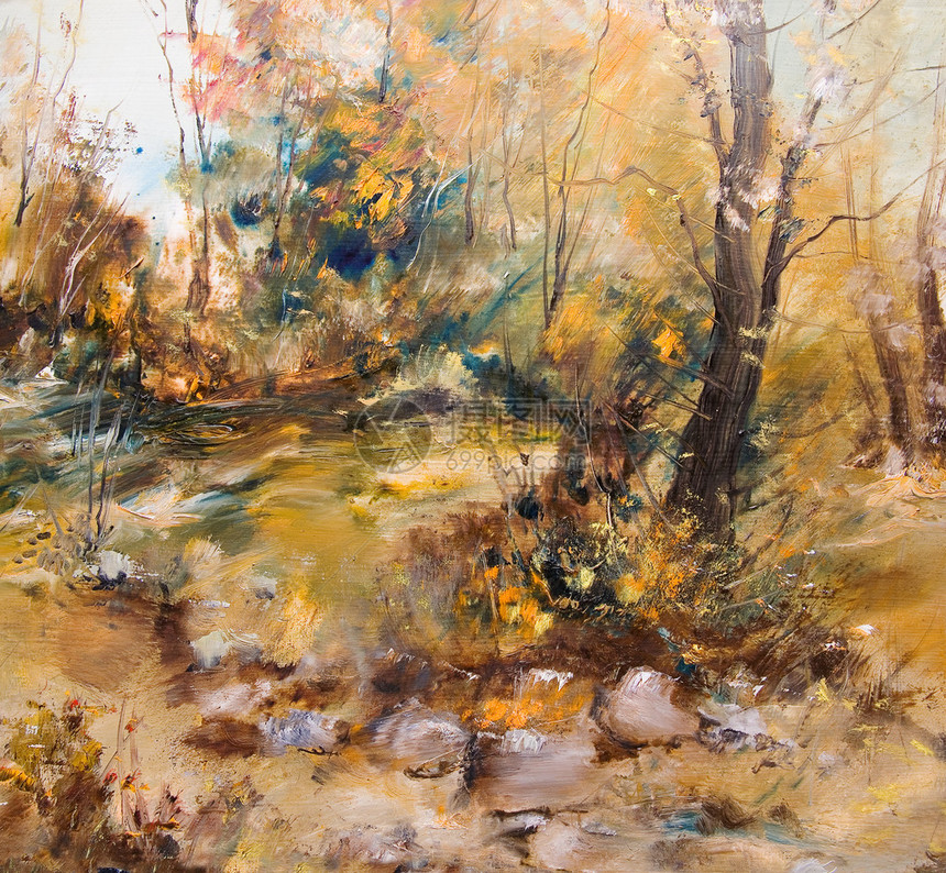 森林的秋天油画艺图片