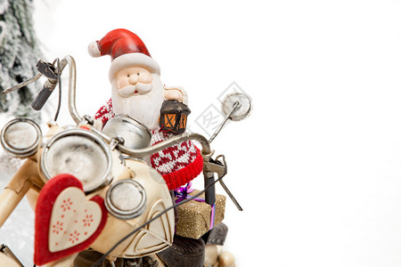 圣诞老人用摩托车送一些XMAS礼物给客户图片