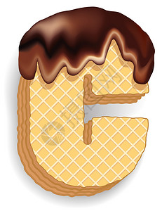 由堆叠层的圆形条和从顶部向下流的巧克力奶油构成的一组标图片