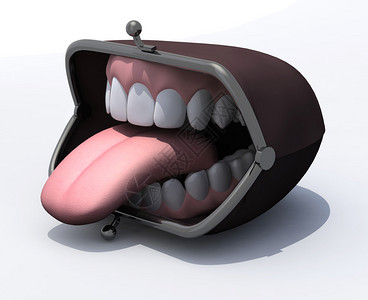 3D插图白背景上张开嘴和舌头图片