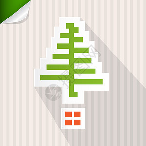 纸圣诞矢量背景绿树红礼物图片