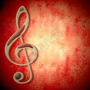 金属上的音乐符号红色背景纹理空白图片