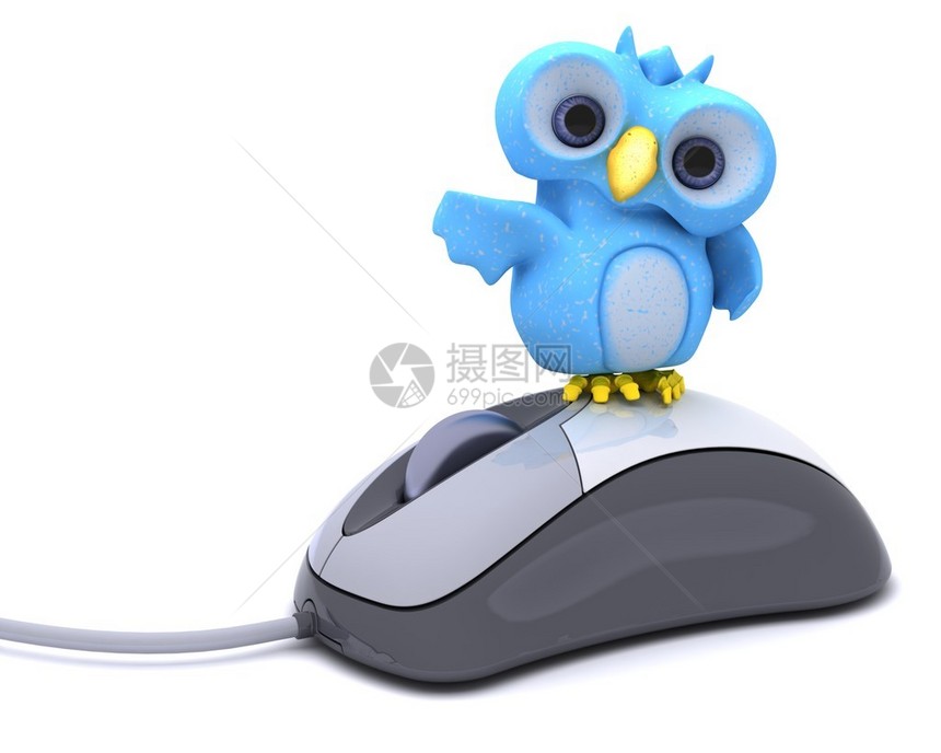 可爱的蓝鸟角色的3D渲染图片