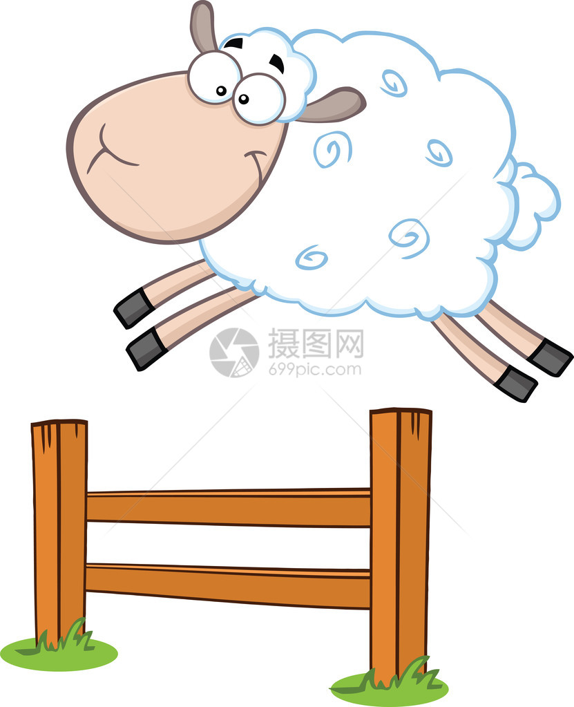 滑稽的白羊跳过栅栏说明图片