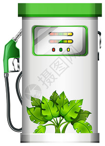 利萨邦说明含白色底植物的汽油泵插插画