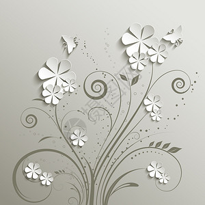 与蝴蝶的装饰花卉背景图片