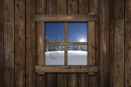 莱因哈德斯坦冬季客舱窗口说明OLdCabin与小型窗口插画
