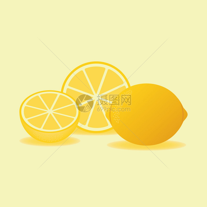 一组柠檬部分柠檬和柠檬片图片
