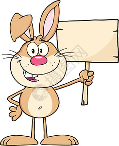 富含木制板的令人可笑的兔子卡通装饰品图片