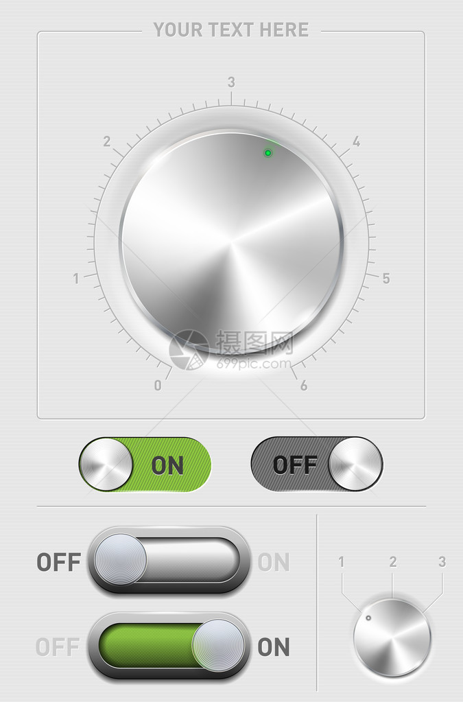 金属体积knob和OOFF开关变换器图片