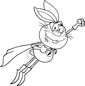 黑色白兔超级英雄超黑野卡通字符飞行I插文图片