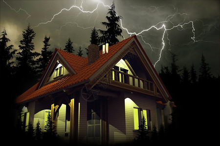 房子上空的风暴房屋保险插图危险的暴风雨天气图片