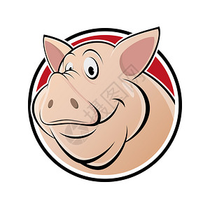 徽章中的孤立卡通猪背景图片