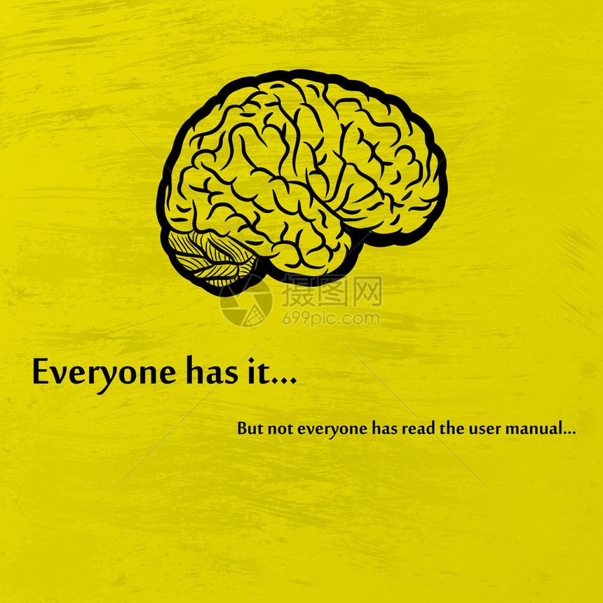 黄色背景的人类大脑图片