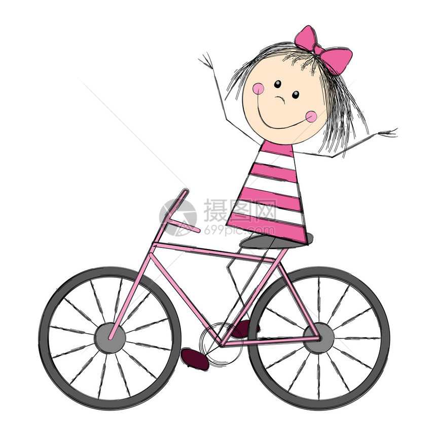 骑自行车的可爱小女孩图片